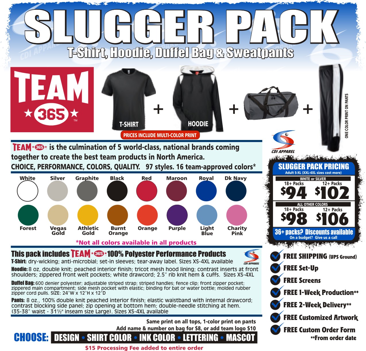 Travel Pack (Slugger Pack) Baseball 2017 Team365