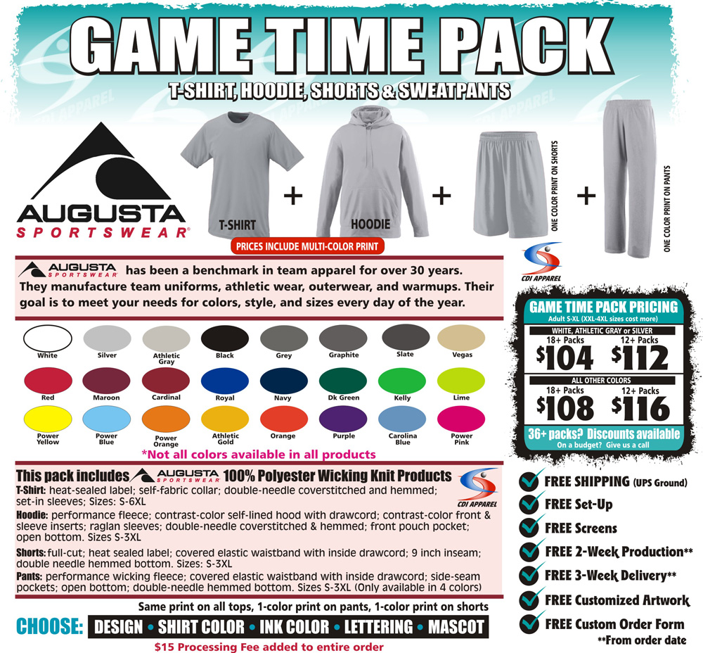 Game-Time-Team-Pack-Custom-T-Shirt-Long-Sleeve-Hoodie-Sweatshirt-Shorts-Sweatpants-Sweat-Pants-Agusta-Sportswear