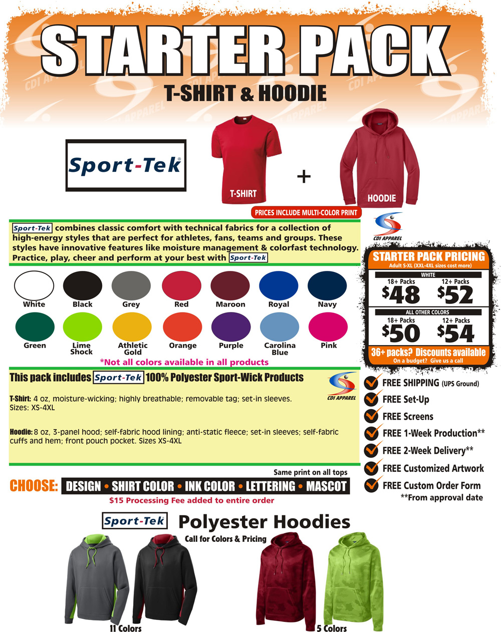 Starter-Team-Pack-Custom-T-Shirt-Hoodie-Sweatshirt-Hooded-Sport-Tek-Sportswear