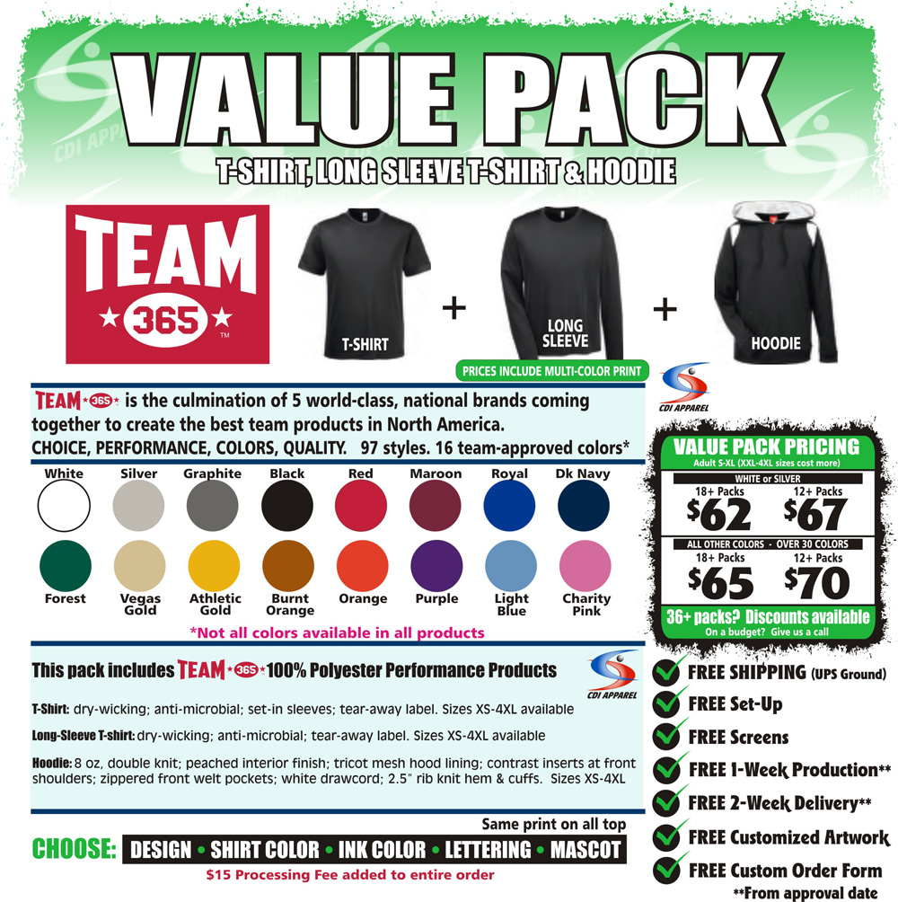 Value-Team-Pack-Custom-T-Shirt-Long-Sleeve-Tshirt-Hoodie-Hooded-Sweatshirt-Team-365