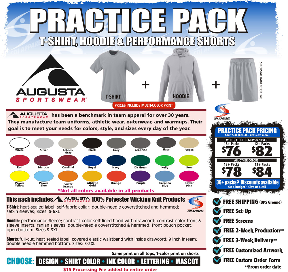 Practice-Team-Pack-T-Shirt-Hoodie-Sweatshirt-Shorts-Hooded-Augusta-Sportswear