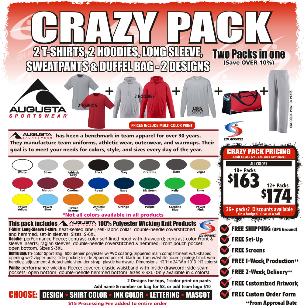 Crazy-Team-Pack-Custom-T-Shirt-Long-Sleeve-Hoodie-Sweatshirt-Sweatpants-Tshirt-Hooded-Sweatshirt-Duffel-Game-Bag-Augusta-Sportswear